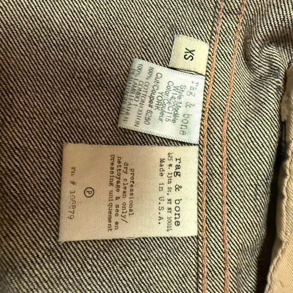 Rag & Bone Zip Front Leather Sleeve Moto Dark Denim Jean Jacket - Picture 8 of 10